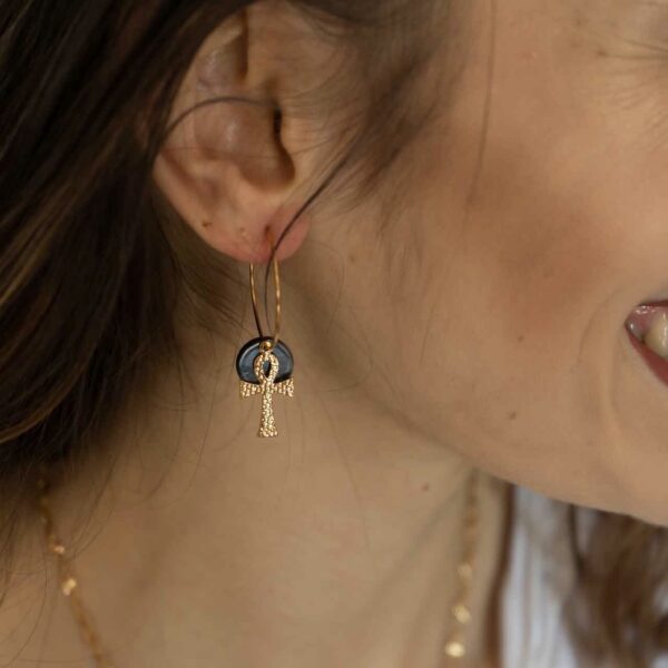 Boucles d'oreilles symbolique Kemet, dorées à l'or fin 24 carats, placage 1 micron.